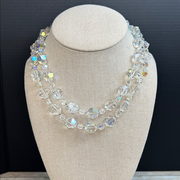 Vintage double-strand Aurora Borealis (AB) chunky crystal - Picture 2 of 8